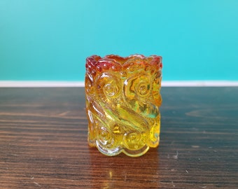 Patterned Yellow Orange Depression Glass - Toothpick Holder