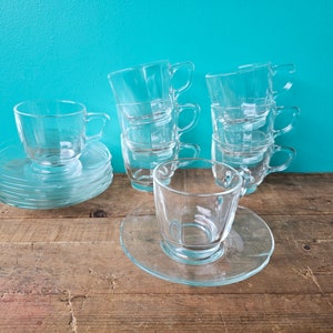 Vintage Duralex France Set of 8 Coffee Cups and Saucers