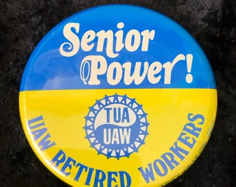 Vintage Button United Auto Workers Union 2 1/4"