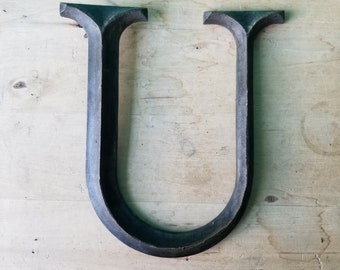 Solid Brass Salvaged Metal Signage Letter U