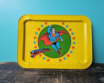 1976 Superman Folding Lap Tray, Collectible Superman 17 1/2" x 12 3/4" x 5 1/2" tall