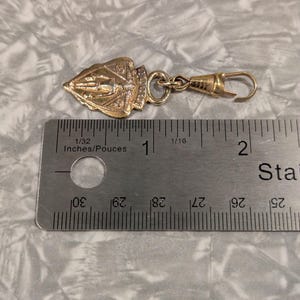 Vintage 1960s GUCCI Gold Tone Knight Shield Zipper Pull Charm 2