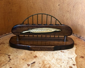 1980s Vintage Fountain Pen Wooden Display and Holder