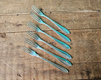 Vintage Silver Plated Dessert Fork Set, Signed and Marked, Denmark