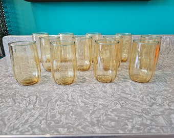 Set of a Dozen Golden Yellow Juice Glasses