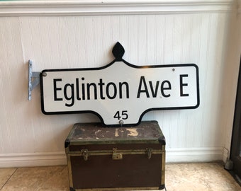 Eglinton Avenue East Decommissioned Toronto Street Sign Double Sided