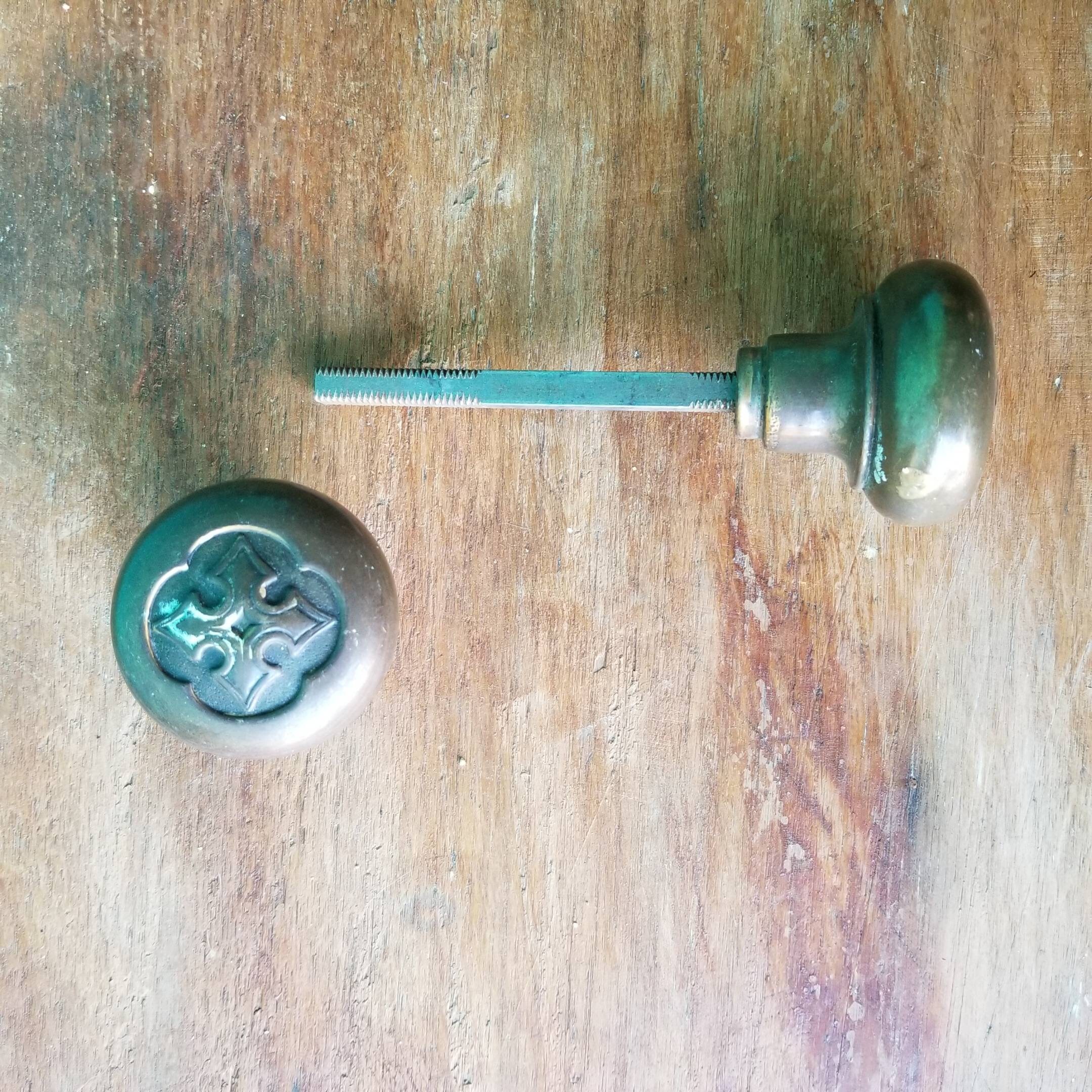Antique Brass Floral Door Knob Set