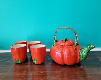 Vintage Ceramic Tomato Tea Set for 4