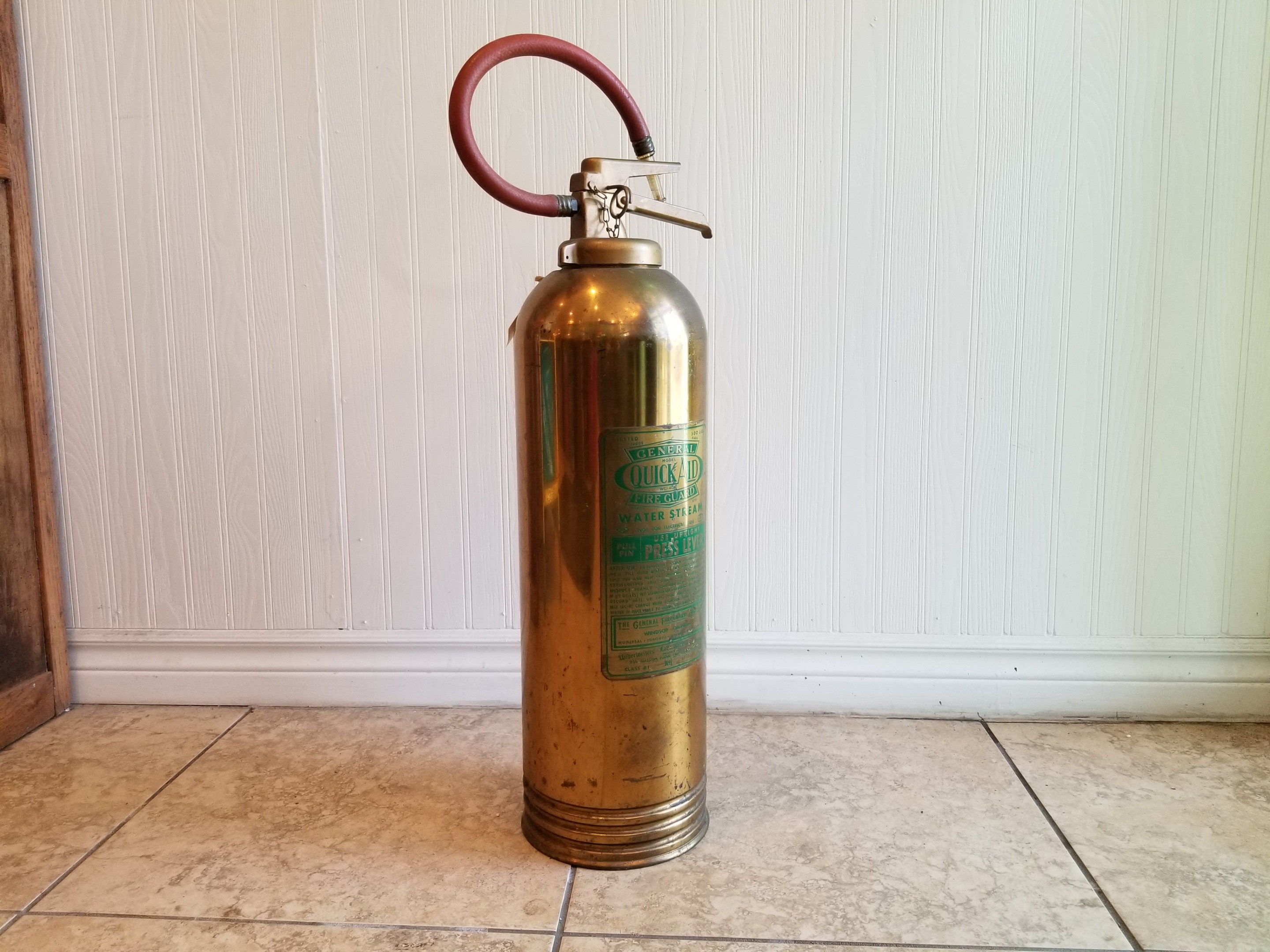 Vintage General Quick Aid Polished Brass Fire Extinguisher Etsy