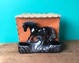 Art Deco Horse TV Lamp (Orange Lamp Shade)