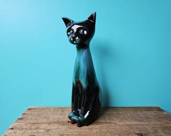 Vintage Large Ceramic Cat Statue, Blue Mountain Pottery, 13 1/2" x 5"