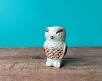 1970s Owl Ceramic Tooth Pick Holder Made In Japan Vintage