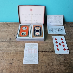 1939 Gift Box Double Set Playing Cards, Client Appreciation Gift from International Paints Canada