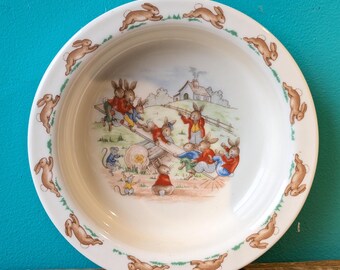 Royal Doulton Bunnykins Deep Dish Bowl See Saw, 6 1/4" x 1 3/4"