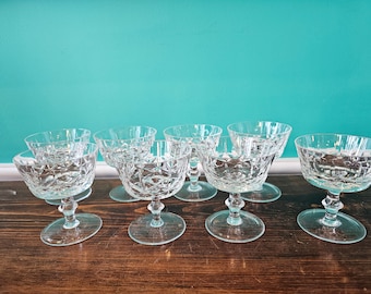 Vintage Simpsons Hand Cut Crystal 8 Piece Dessert Glass Set