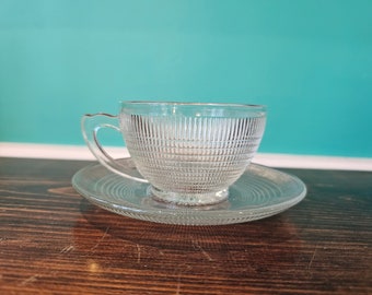 Dominion Glass Saguenay Pattern Tea Cup and Saucer