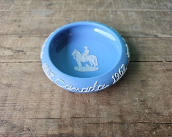 Dudson Brothers Hanley Blue Jasperware, Canada Centennial, Made in England, 4 1/2" x 1 1/4"