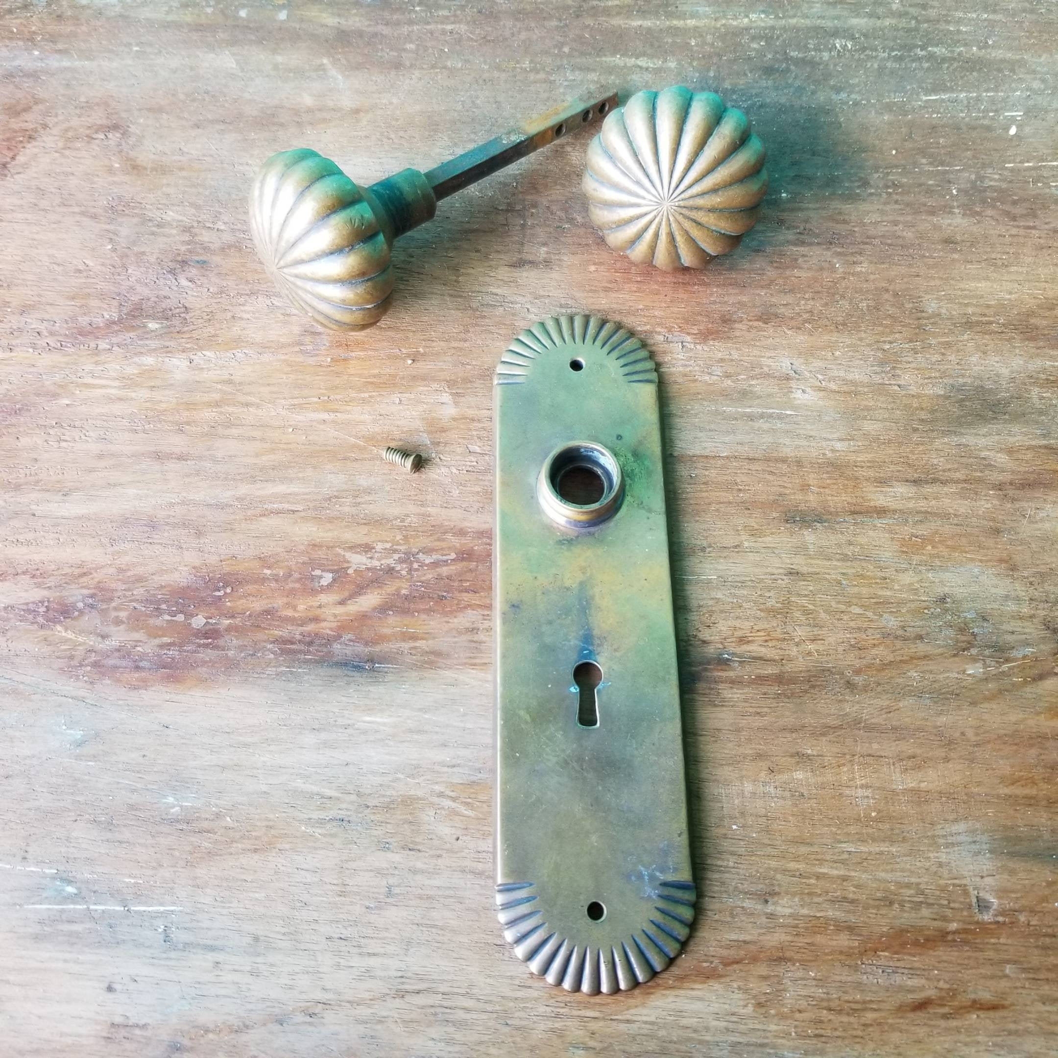 Warm Brass Antique Door Knob Set