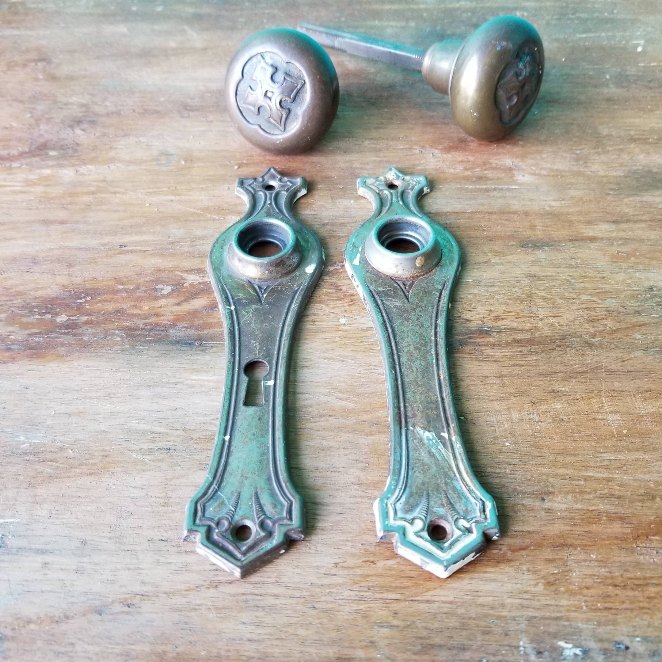 Antique Brass Floral Door Knob Set
