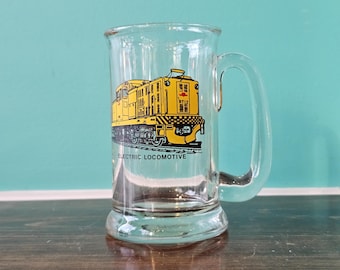 TTC 1982 Beer Stein Pint Glass with Electric Locomotive Graphic