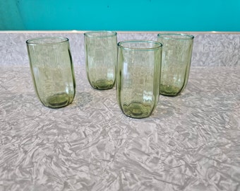 Vintage Set of Four Green Juice Glasses