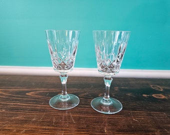 Vintage Simpsons Hand Cut Crystal Pair of Sherry Glasses