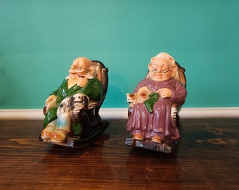 Vintage Grandma and Grampa Retirement Fund Piggy Bank Pair