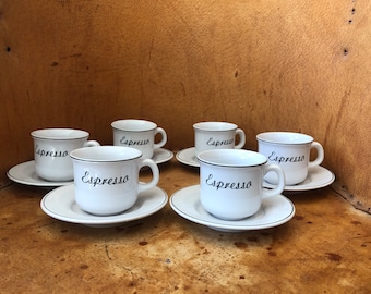 Set of 8 Polish Tulowice Stoneware Espresso Cups/Saucers