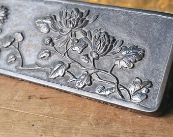 Antique Chinese Export Trinket Box, Hand Carved Antimony