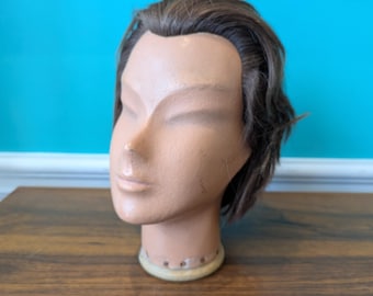 Vintage Mannequin Head with Hair,  11" x 3 1/2"