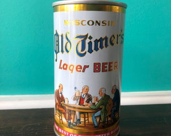 Old Timer's Lager Beer Walter Brewing 1970's Empty Pull-tab Beer Can. USA.
