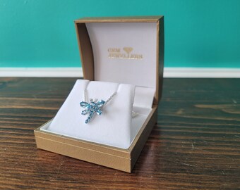 Blue Topaz and Sterling Silver Dragonfly Necklace
