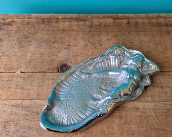 Vintage Cast Aluminum Nude Woman Trinket Dish, 7.25" x 3.5"