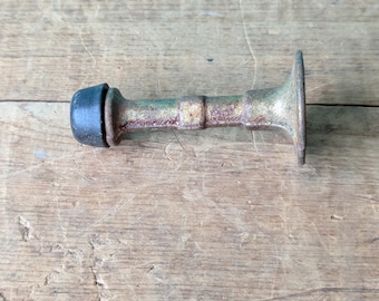 Vintage Brass and Rubber Door Stop, 2 1/2" long