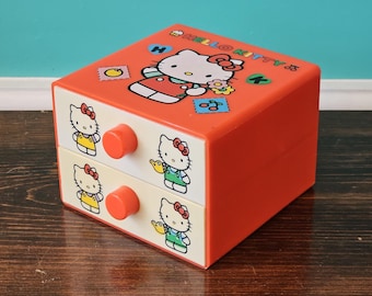 1970's Hello Kitty Plastic Drawer Set Organizer. Japan.
