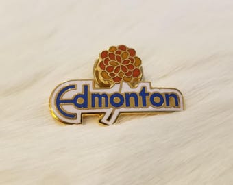 Edmonton Vintage Metal Enamel Souvenir Pin. Canada.