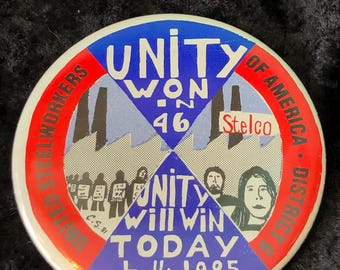 Vintage Button United Steelworkers of America 2 1/2"
