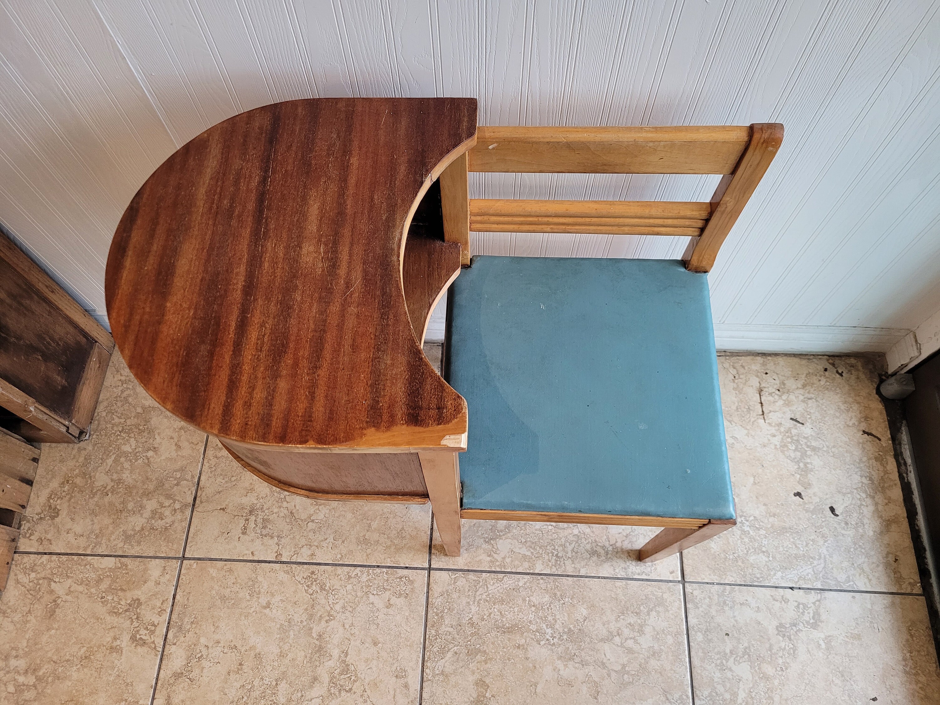Antique telephone table 2024 with attached chair