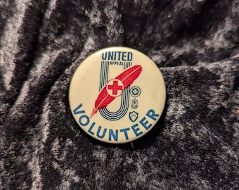 Vintage Button United Appeal Volunteer, 1 1/2"