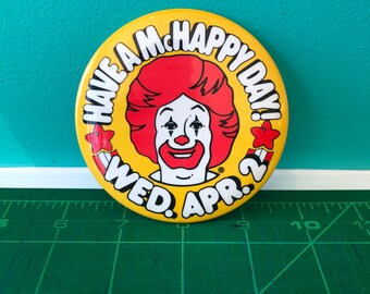 McDonalds Promo Button, McHappy Day, 3 1/2"