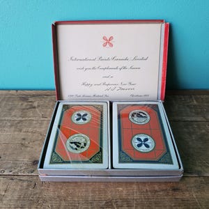 1937 Gift Box Double Set Playing Cards Unopened, Client Appreciation Gift from International Paints Canada