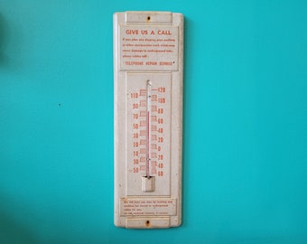 Bell Telephone Metal Wall Thermometer