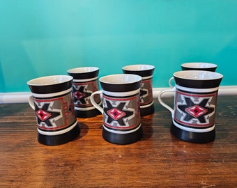 Set of 6 Mugs Quadrille Sango Malta Pattern