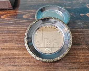 Vintage Set of Four Coasters CN Transportation Great Lakes Region, 3 3/4", Made in Canada