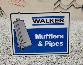 1970s Walker Mufflers & Pipers Tin Sign