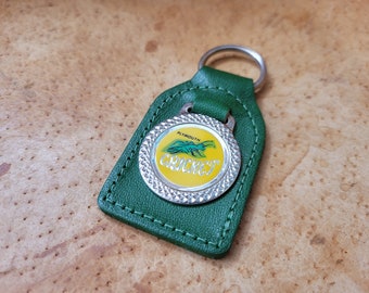 Plymouth Cricket 1970s Vintage Car Key Chain Brown Leather