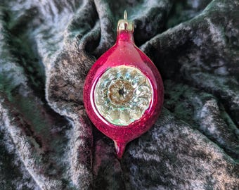 Vintage Pink and Gold Indent Christmas Ornament, Made in Poland, 3 1/4" x 1 3/4" x 1 1/2"