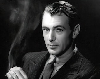 Gary Cooper c. 1930&#39;s  - studio portrait - black & white, multiple sizes - old Hollywood, classic actor, Oscar winner, Virginian [730-1230]