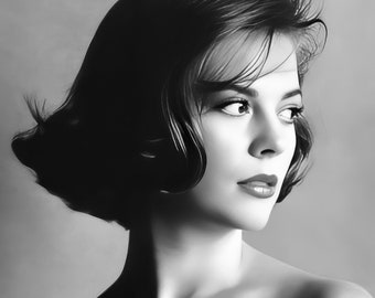 Natalie Wood studio portrait c. 1960's - black & white, multiple sizes - old Hollywood, vintage glamour, classic actress, beauty [730-1786]