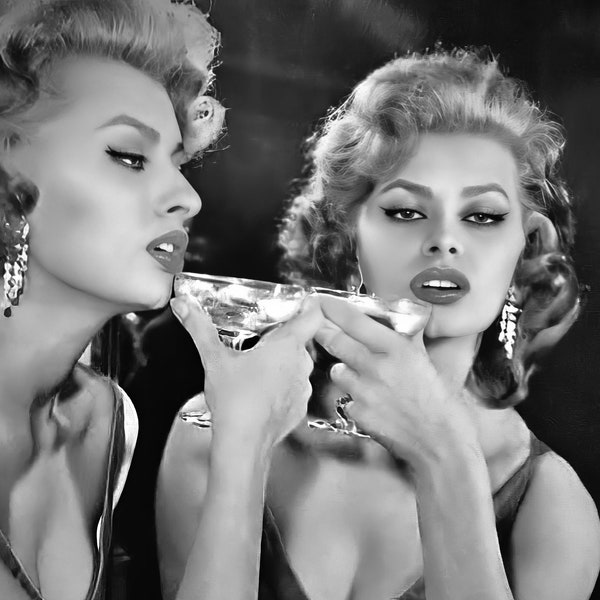 Sophia Loren c. 1950's, black & white, multiple sizes, print/poster - Vintage Hollywood, classic actress, celebrity portrait  [730-1464]